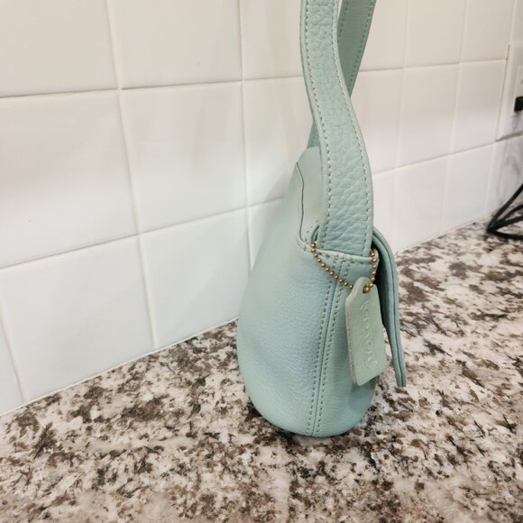 Coach Vintage Aqua Mint Sonoma Small Flap 4919 Natural Grain Leather 1996 USA - Picture 4 of 16